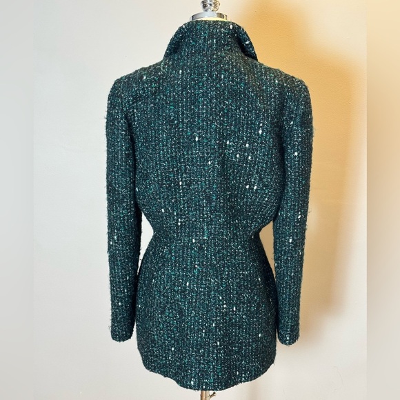 Vintage Thierry Mugler Green Tweed Wool Jacket Size 42 - Picture 7 of 12